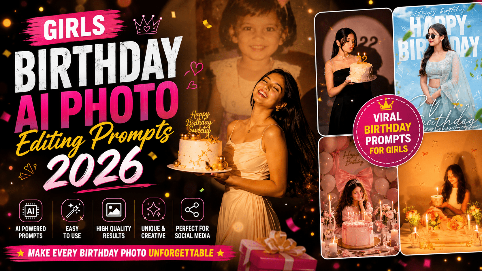 Girls Birthday AI Photo Editing Prompts 2026