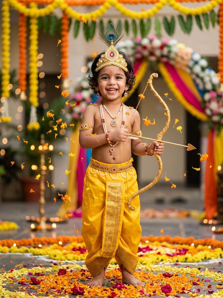 Cute Bal Rama Little Boy Dussehra AI Photo Editing Prompts