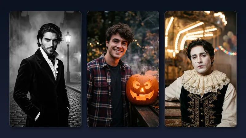 Gemini AI Photo Prompt Copy Paste Trending Halloween 3-Image Banner 2026