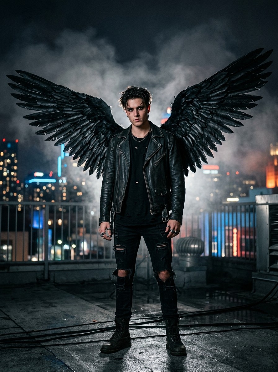 Gemini ai photo prompt copy paste trending boy 2026 - Dark fallen angel with black wings