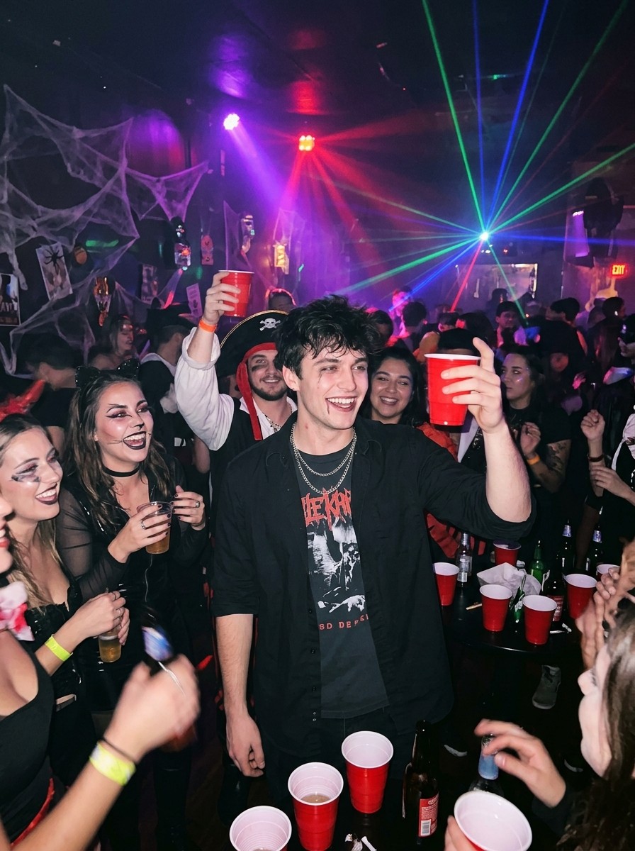 Gemini ai photo prompt copy paste trending halloween tiktok - Nightclub party flash candid
