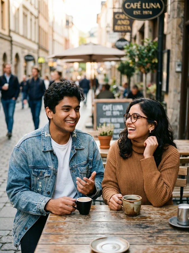 Gemini ai photo prompt copy paste trending boy and girl 2026 - vintage 90s retro cafe date