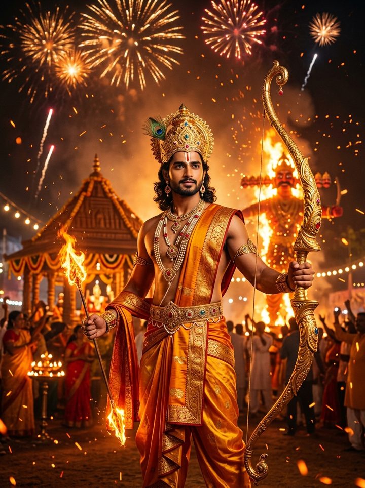 Lord Rama Golden Bow Dussehra AI Photo Editing Prompts 2026 for Boys
