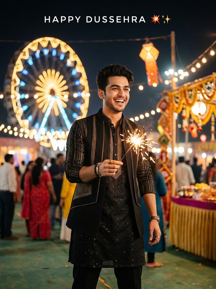 Modern Aesthetic Kurta Sparkler Dussehra AI Photo Editing Prompts 2026