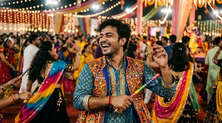 Navratri candid photo prompt for boys unposed festive look