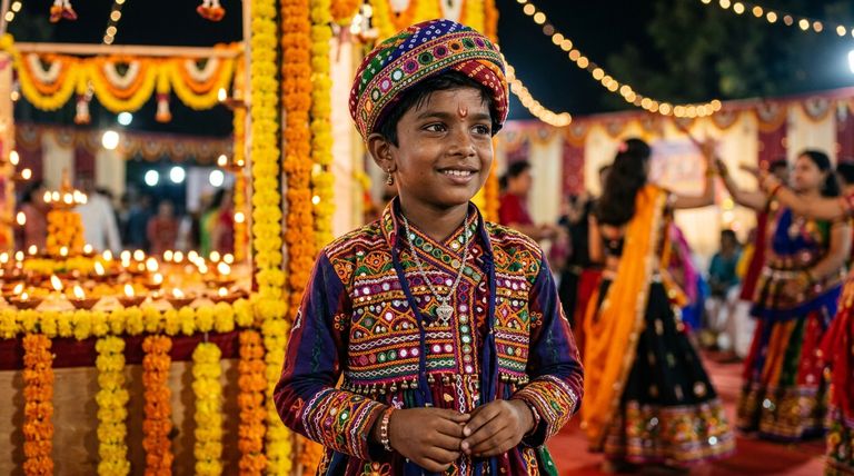 Traditional Gujarati Navratri AI photo editing prompt for boys 2026