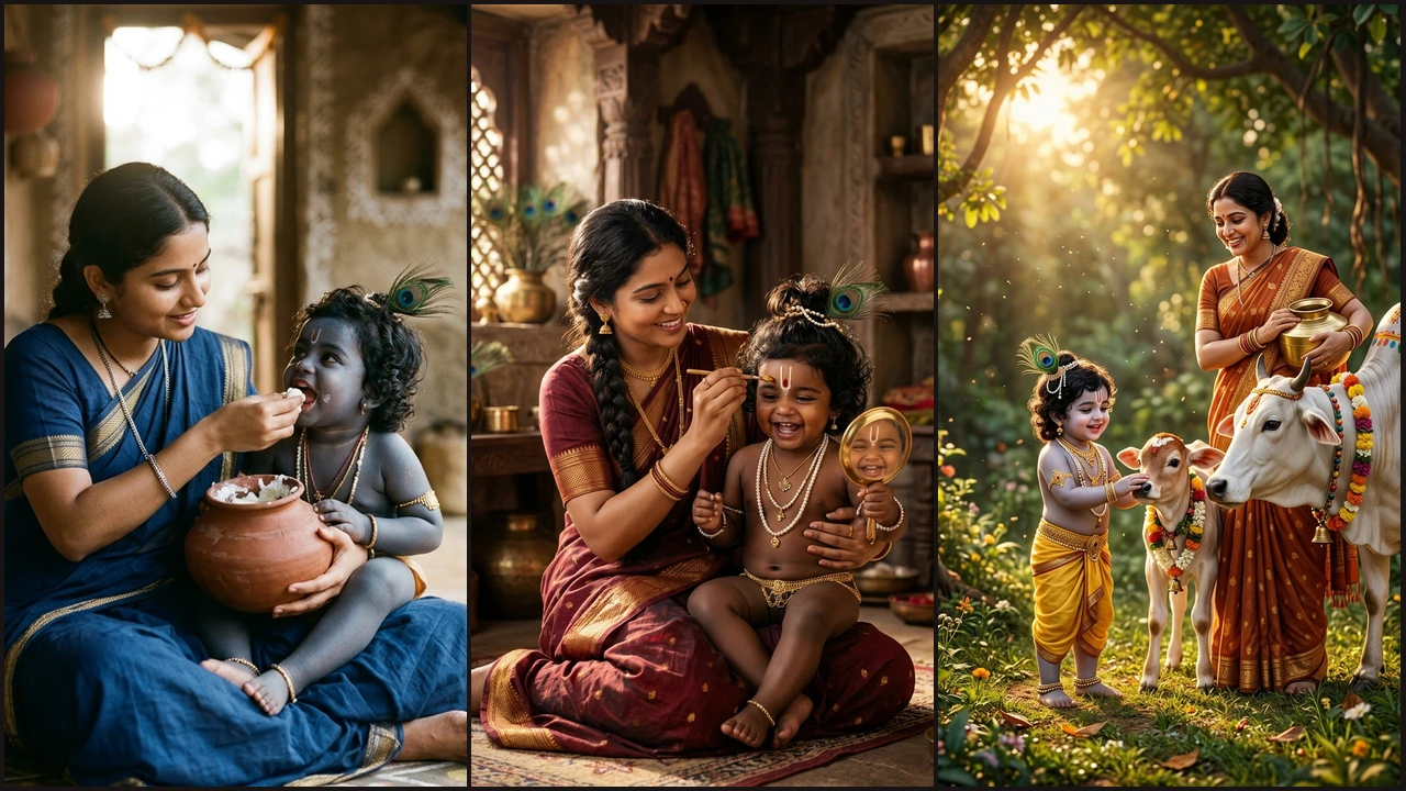 Baby Krishna with Mother Yashoda AI Prompt