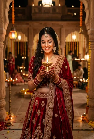 Diwali Prompt for Girl in Lehenga