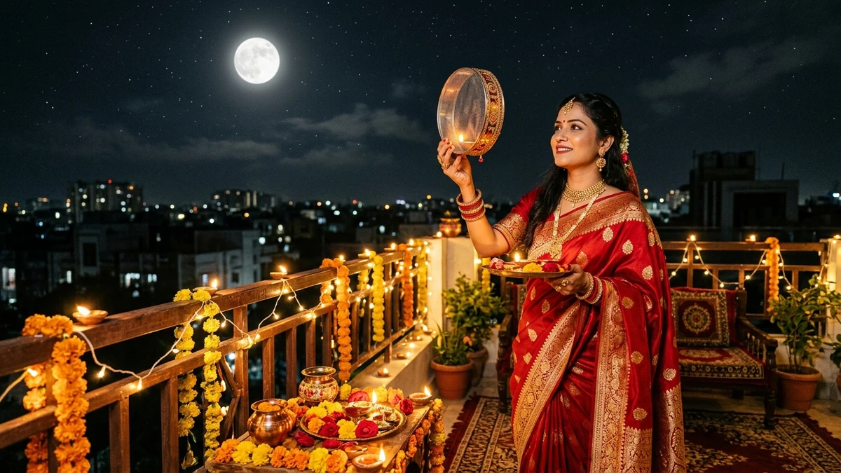 Traditional Red Saree Karwa Chauth Photo Editing: 10+ Viral AI Prompts for ChatGPT & Gemini (2026)