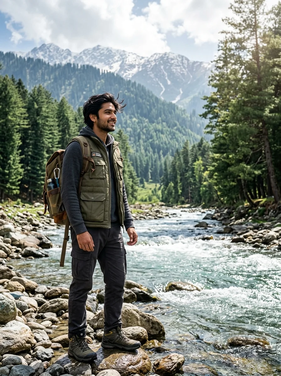 Pahalgam Betaab Valley Lidder river pine forest prompt for Gemini