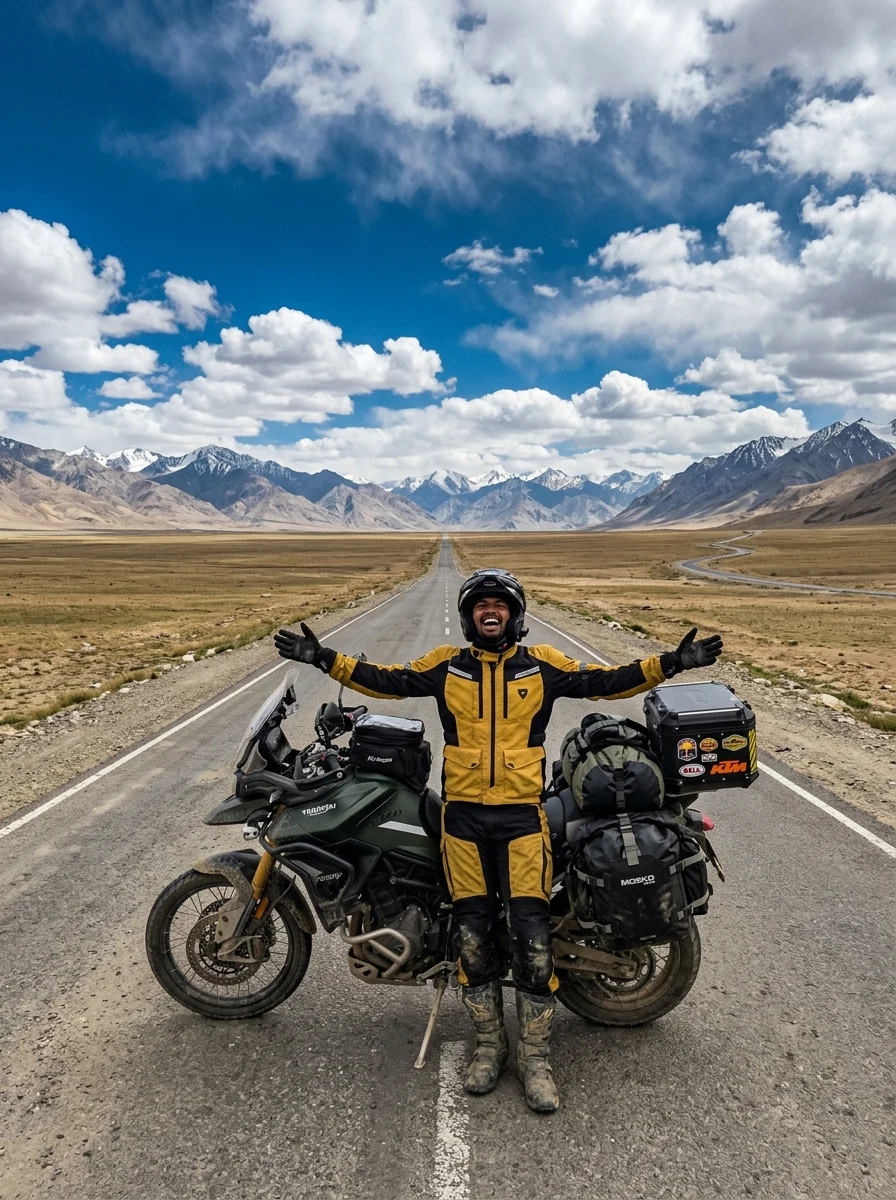 More Plains endless plateau highway adventure bike prompt for Gemini