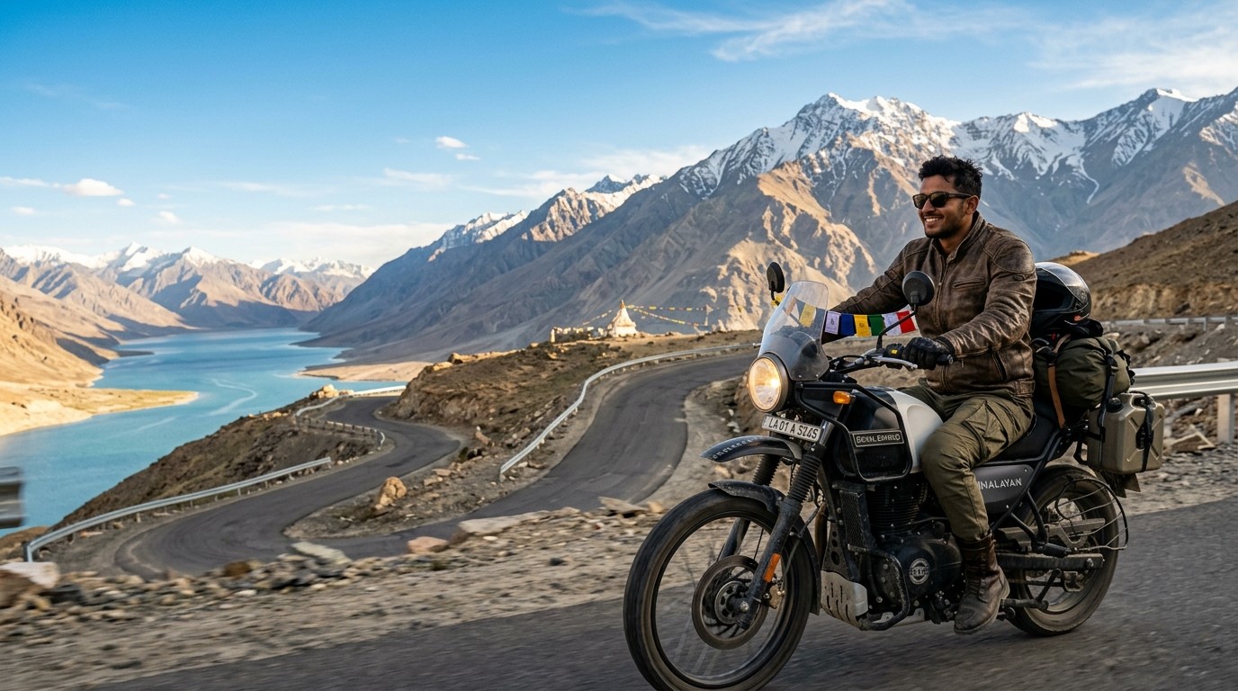 Leh Ladakh Bike Trip AI Prompts for Boys (2026): 12+ Ultra Realistic Royal Enfield Himalayan Prompts