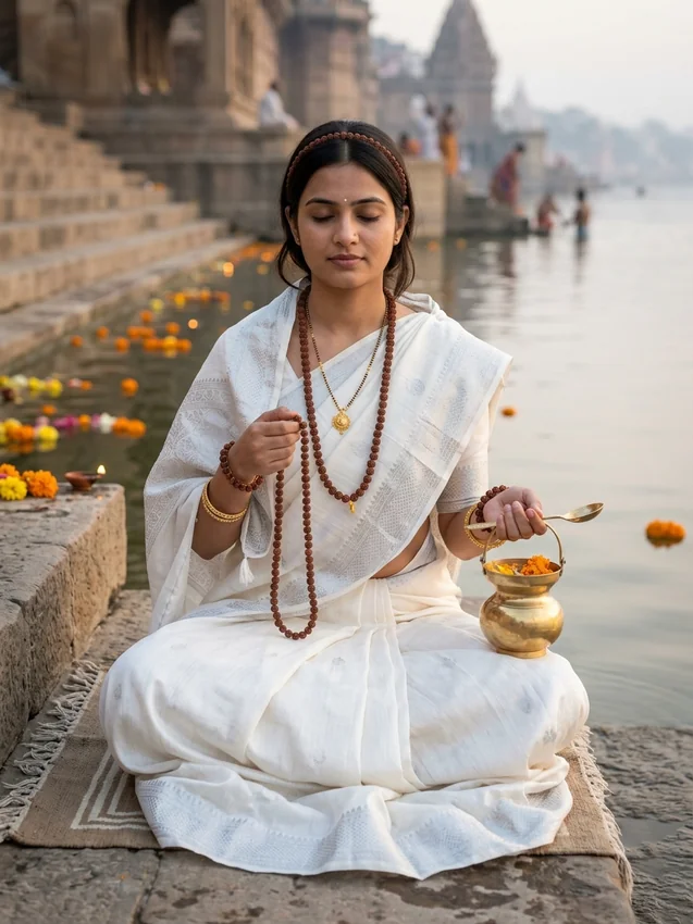 Navratri 9 devi roop ai photo editing prompt copy paste 2026 - day 2 maa brahmacharini white saree