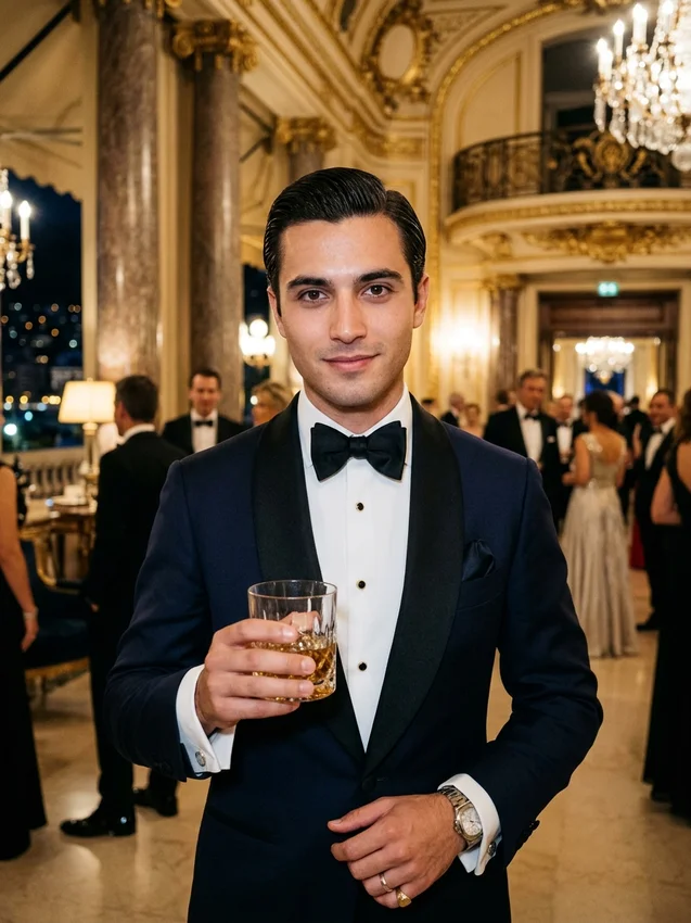 Old Money Prompt Gemini Monte Carlo Black Tie Tuxedo Gala