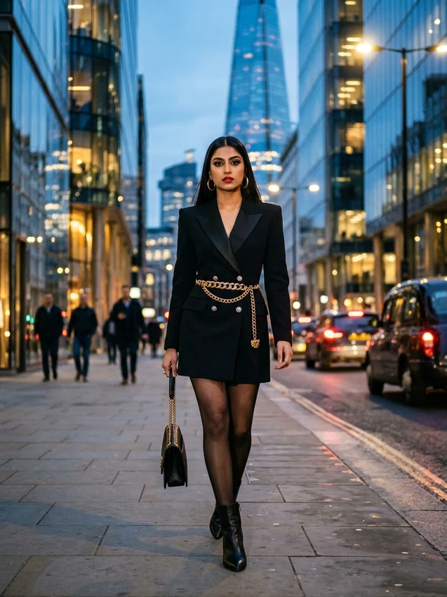 Short Dress Prompt for Girl Instagram Black Tuxedo Blazer Mini Dress Urban Chic