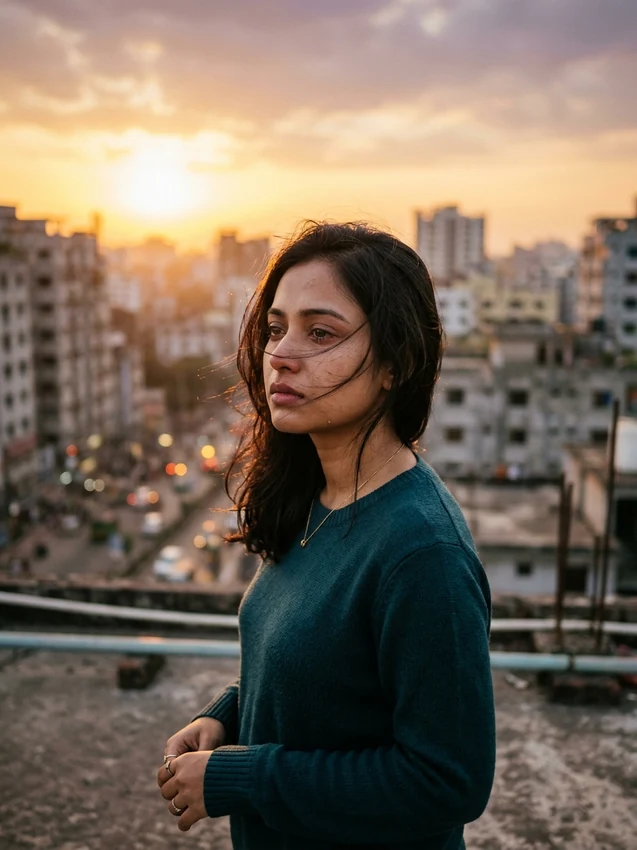 Tenu Koi Penda Na Farak CapCut Template Sunset Rooftop Golden Hour Girl