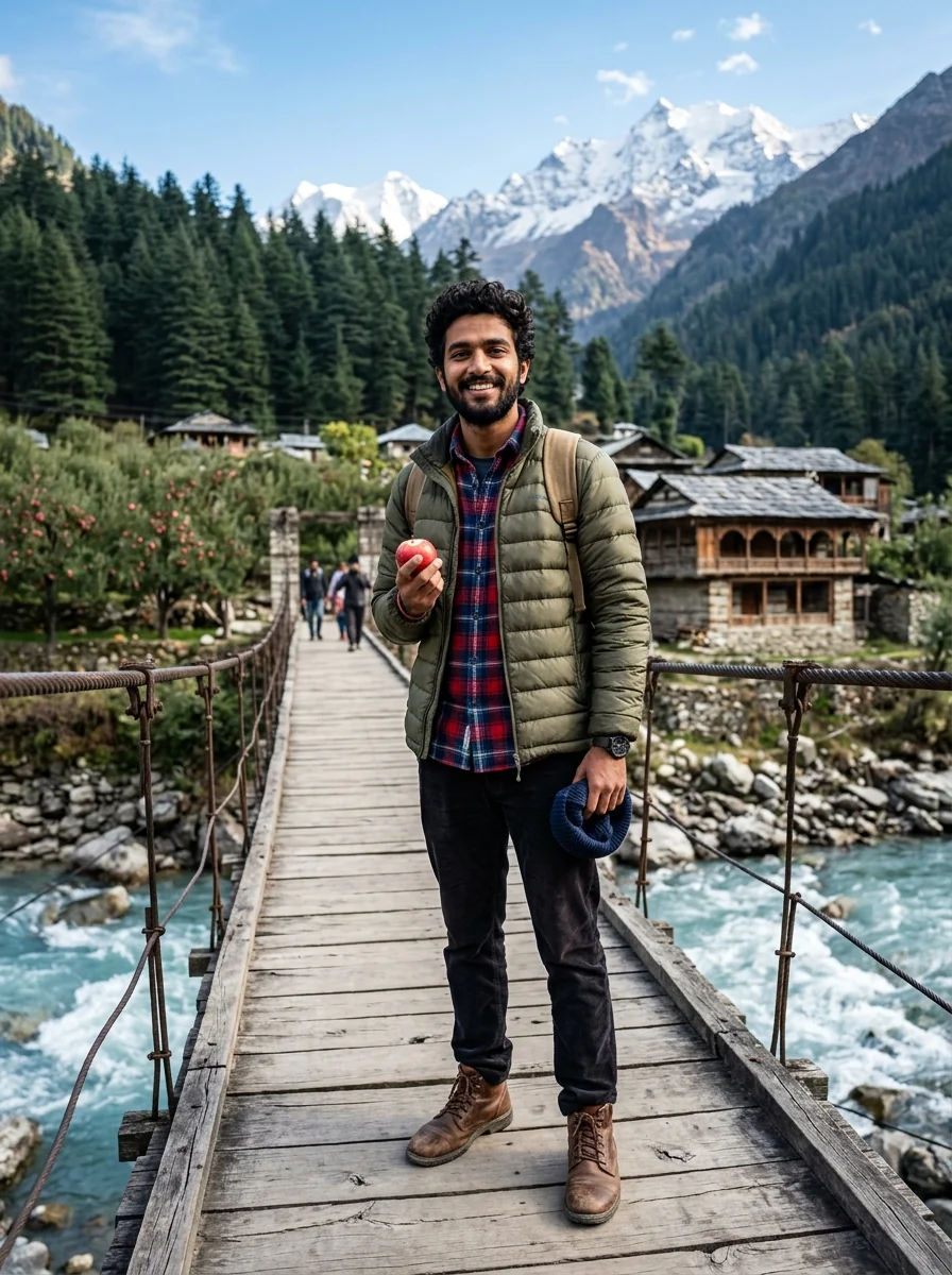 Harsil Valley Bhagirathi river apple orchards prompt for Gemini AI